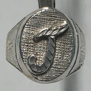 Silver Monogram Ring with Letter J